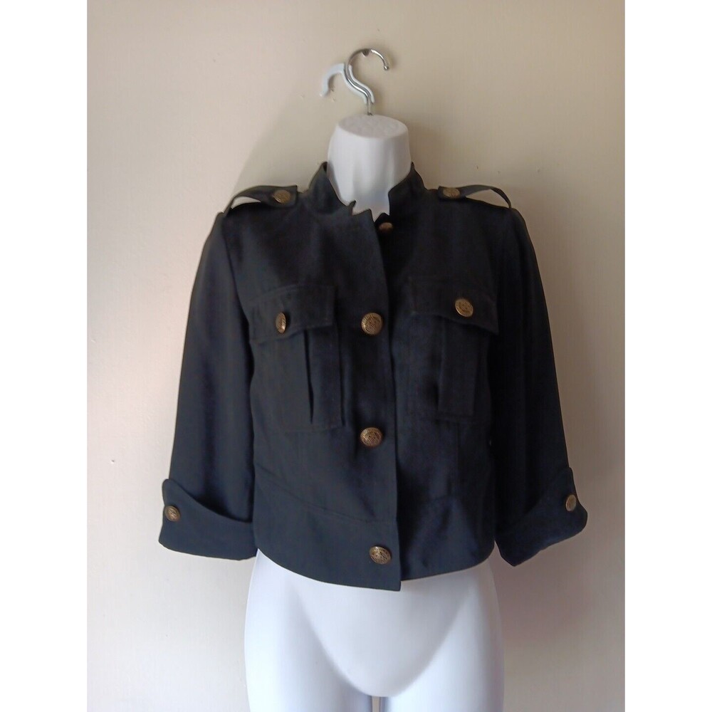 Alice Temperley for Target Women Black Cropped Jacket Size Small Metal Buttons